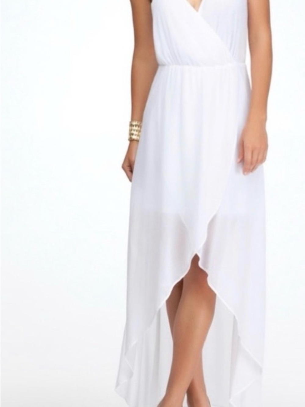 BEBE White High-Low Wrap Maxi Dress